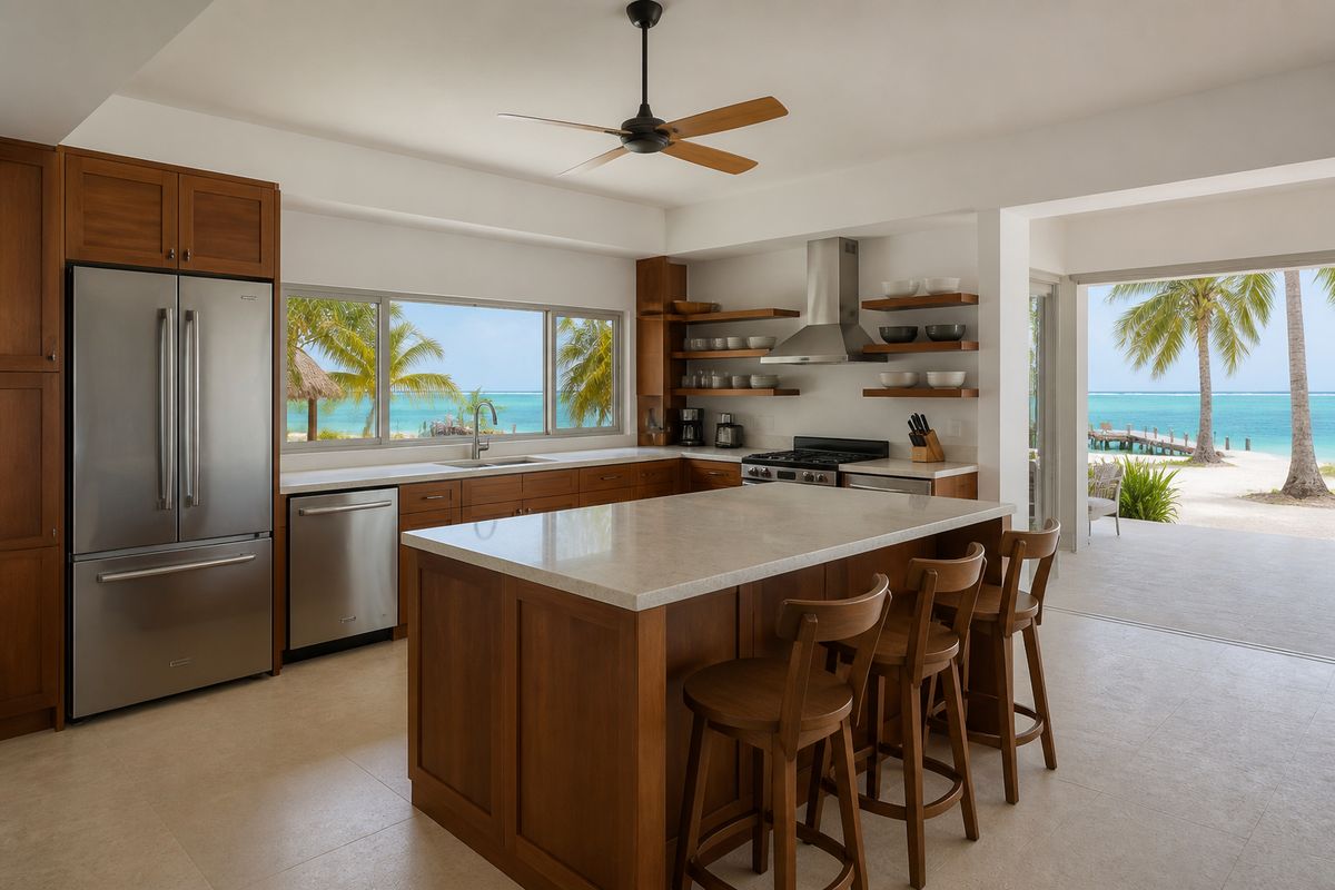 Kitchen with custom mahogany cabinetry — AI-generated demo photograph